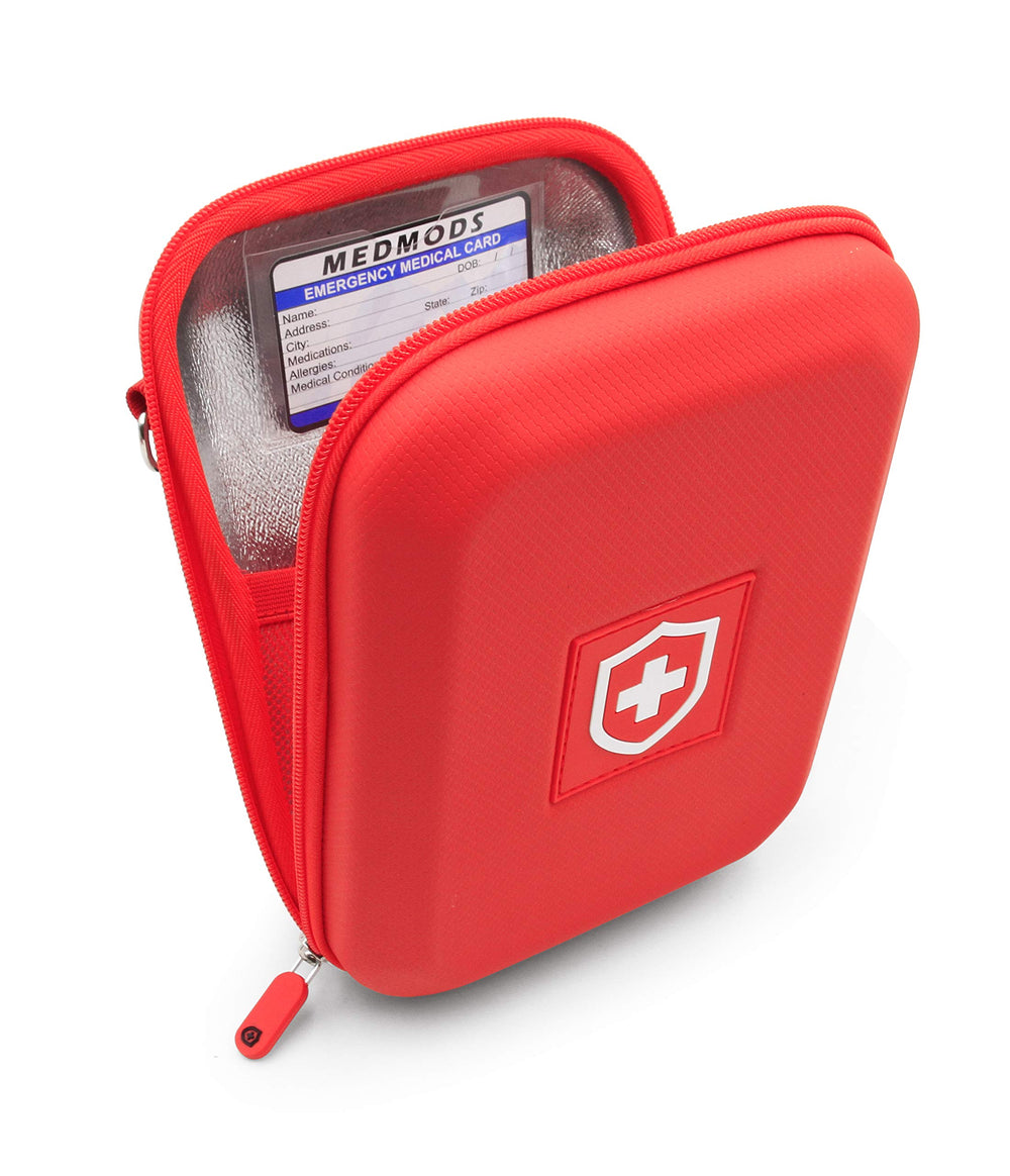 Casematix MedMods case with carabiner and handle for easy travel.