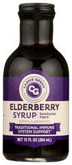 Cassie Green Health elderberry syrup bottle, elegant glass packaging, supports a simple daily wellness routine.