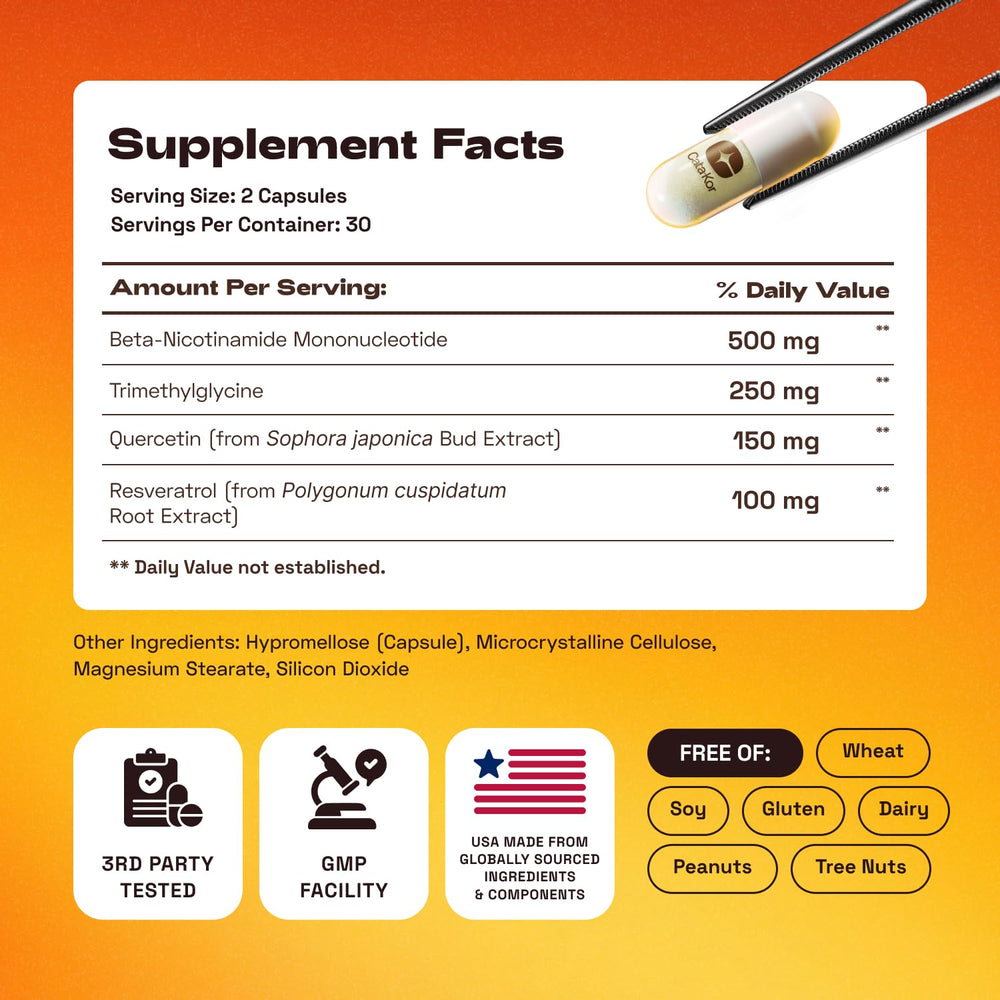Cata-Kor NMN supplement COA-available image implying transparent product testing