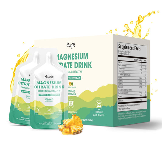 Catfit magnesium citrate pineapple liquid bottle for easy daily wellness support
