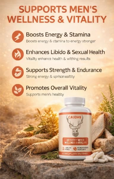 CAUDAN daily routine scene with capsules for steady energy.