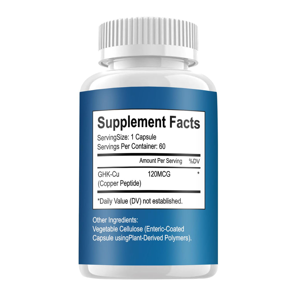 CAUDAN GHK-Cu capsules closeup shows vegan, gluten-free capsules for clean supplementation.