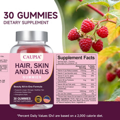 CAUPIA nutrition label emphasizes zinc, biotin and B vitamins.