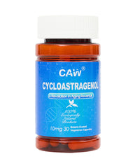 CAW Hypersorption Cycloastragenol 10mg bottle with enteric-coated capsules for enhanced absorption