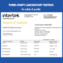 CAW lab-tested purity proof showing 99.5% cycloastragenol purity.
