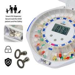 CB CURABOX adjustable alarms with volume control for clear reminders.
