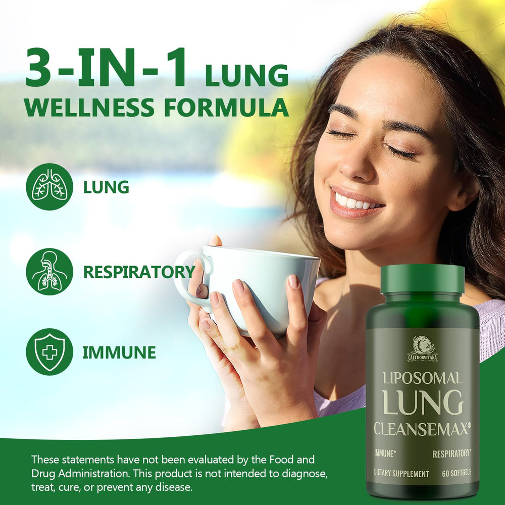 C Calthorvitana Liposomal Lung Cleansemax packaging — recyclable box for sustainable use.
