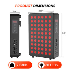 CCGIRU red light panel side view showcasing compact home-use design for convenience.