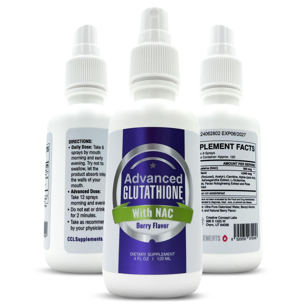 CCL Supplements liposomal glutathione spray bottle for on-the-go easy dosing.