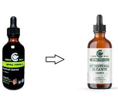 Cedar Bear Naturales Intestinal Cleanse ingredients visual featuring organic botanicals.