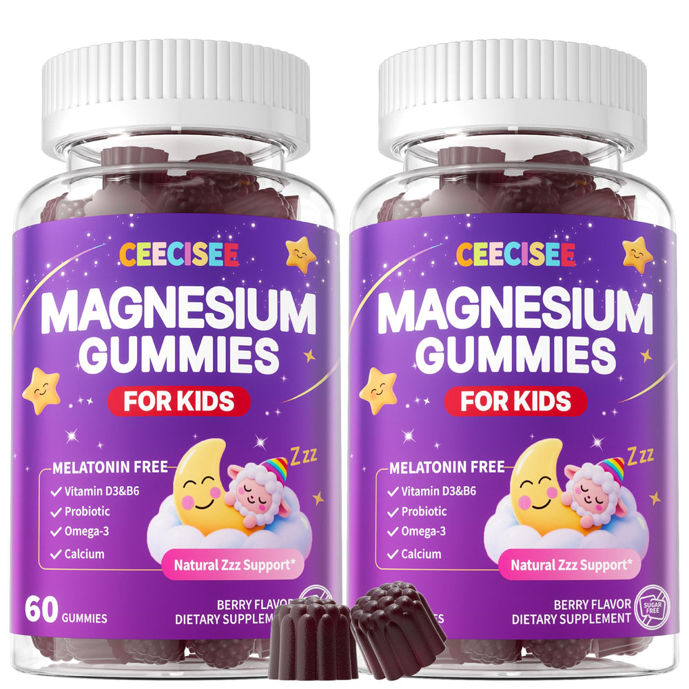 Ceecisee magnesium gummies for kids 4+ bottle front for calm bedtime routine