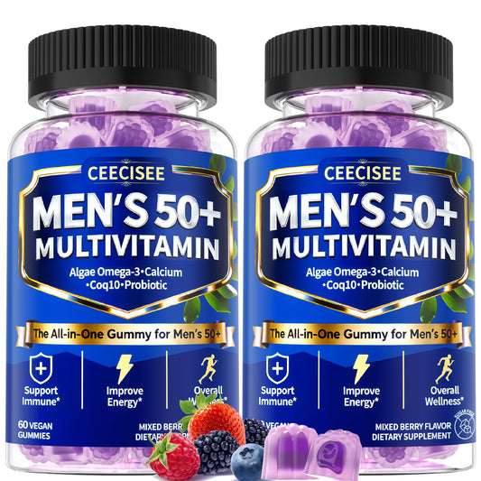 Ceecisee methylated multivitamin for men 50+ bottle front for daily energy support.