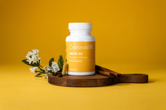 META GC bottle on desk illustrating integration into daily meal and energy routines