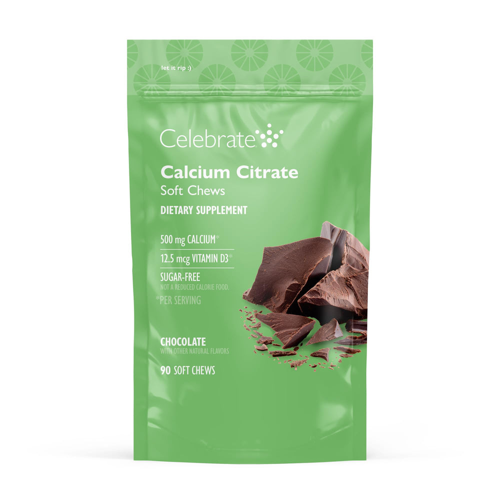Celebrate Vitamins bariatric calcium chews bottle, chocolate flavor, easy daily calcium support