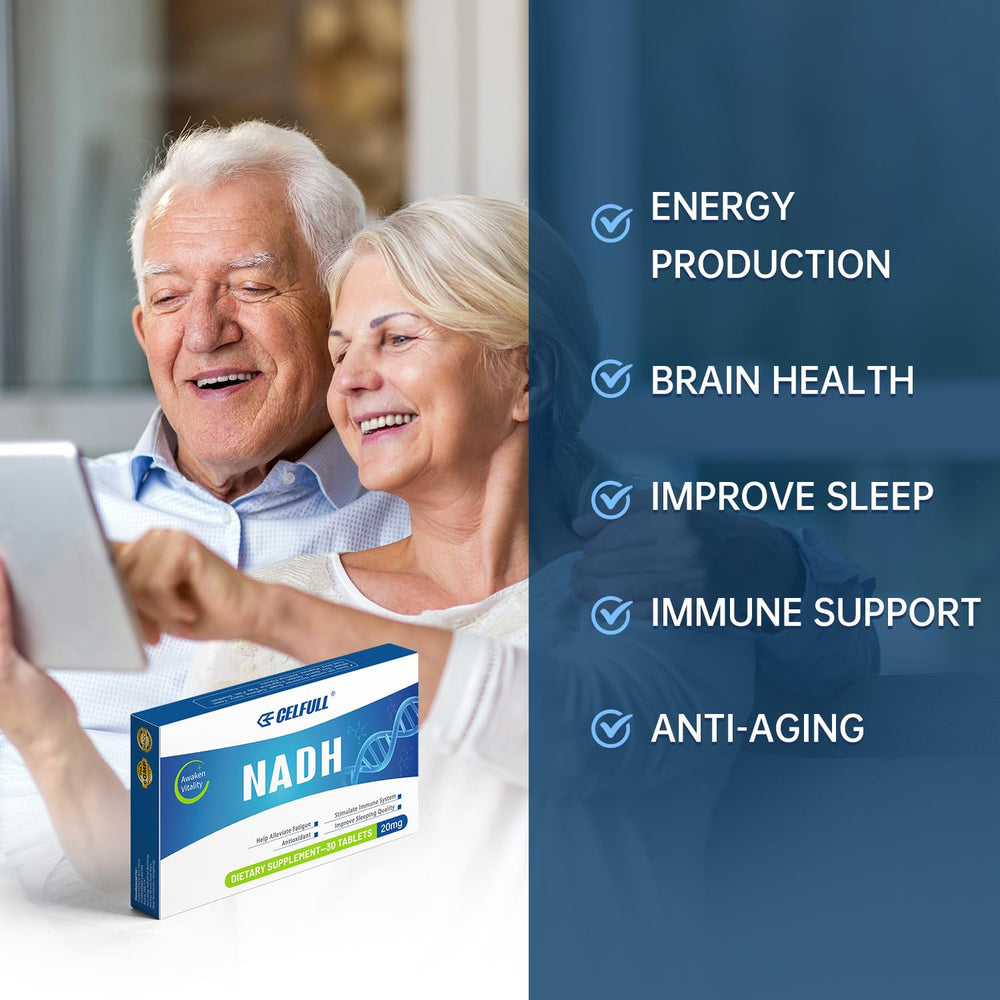 CELFULL NADH box with glass suggests easy integration into daily routines