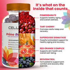 Cellev8 Prime Recovery two gummies daily usage illustration.