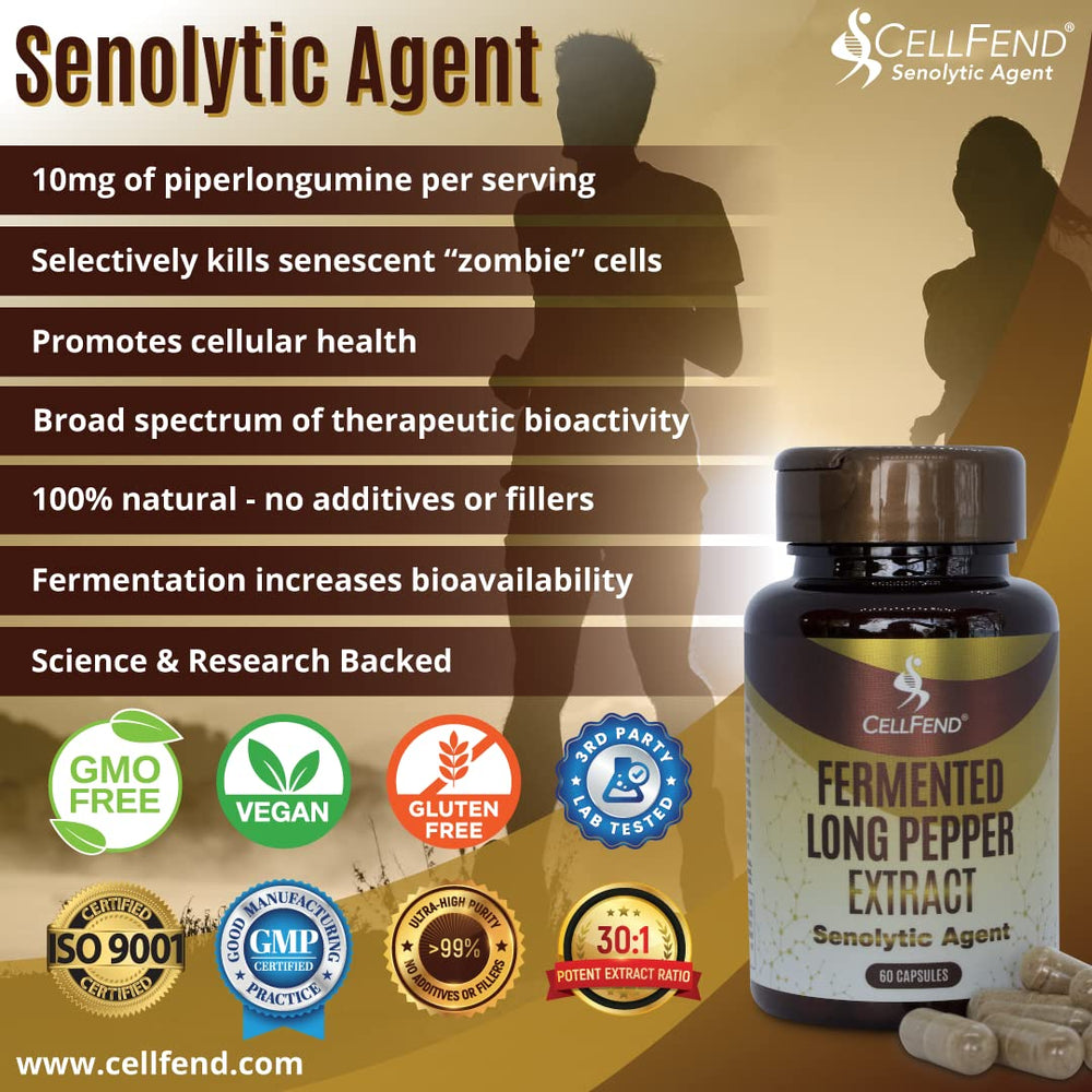 CellFend fermented long pepper extract capsule—high-purity formula for potent piperlongumine.