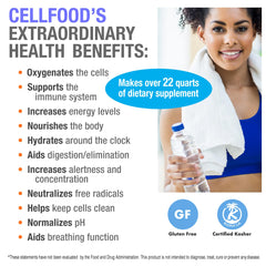 Cellfood packaging on shelf highlighting gluten-free and kosher certifications