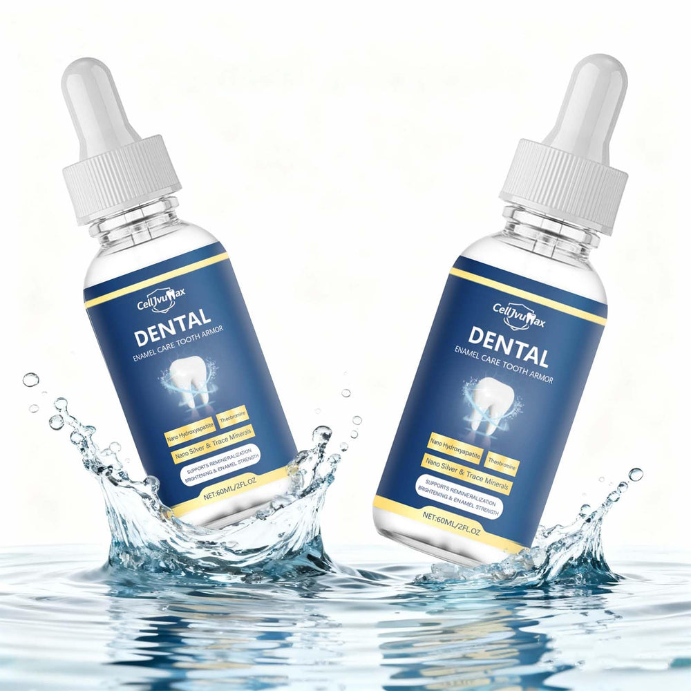 CellJuvMax Cavity Armor enamel action demo hints at daily protection against wear.