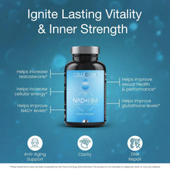 Cellregen NAD HIM label close-up with vitamin blend information
