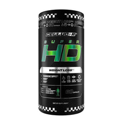Cellucor SuperHD bottle front highlights energy-boosting thermogenic formula.