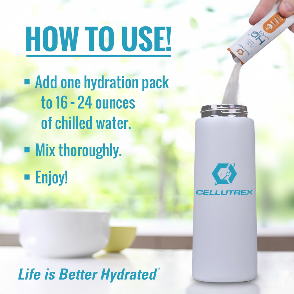 Cellutrex H2O on-the-go packets ideal for travel and gym use.