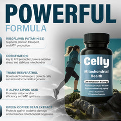 Celly Mitochondrial Health capsules in hand ready for daily use