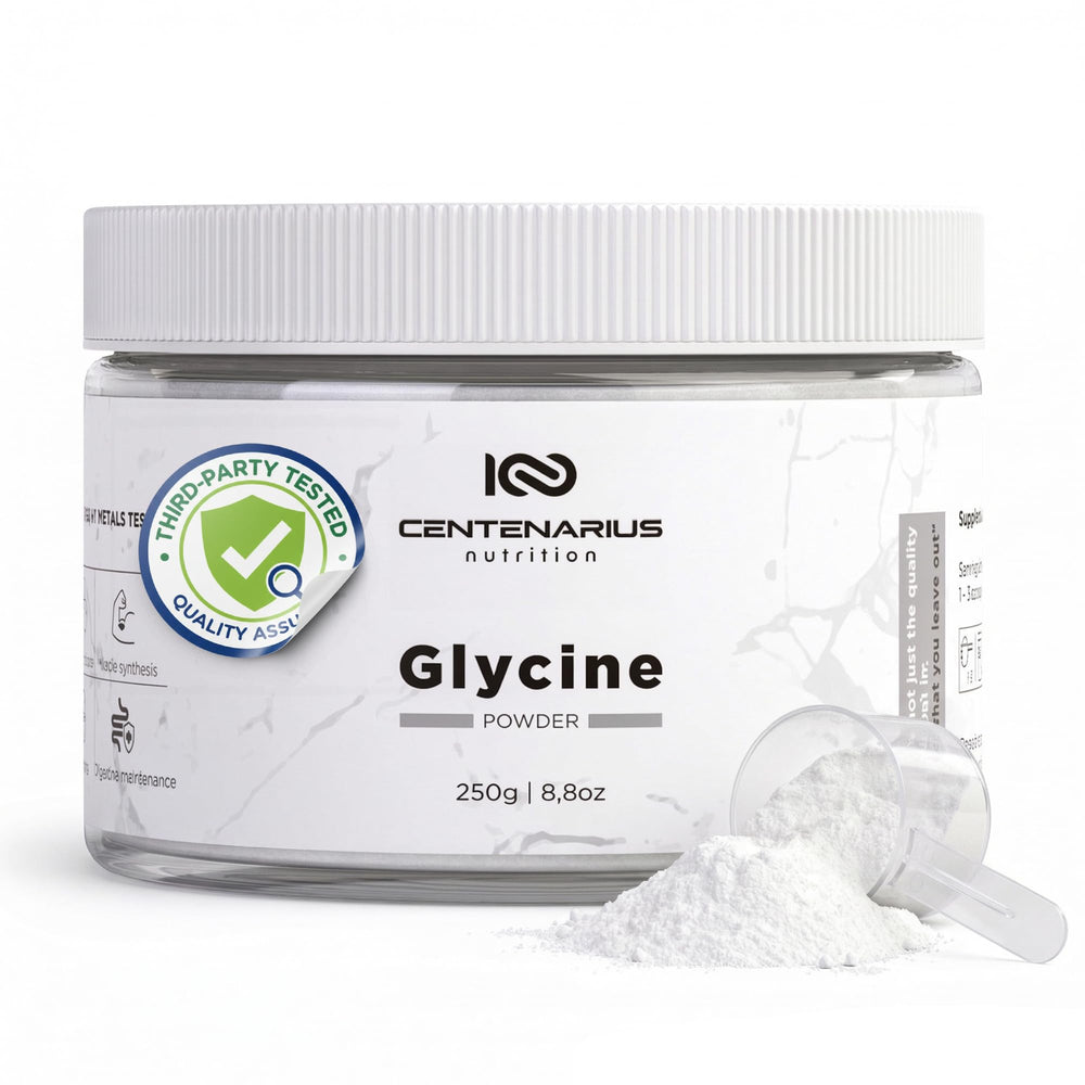 Centenarius Nutrition glycine powder bottle for post-workout support