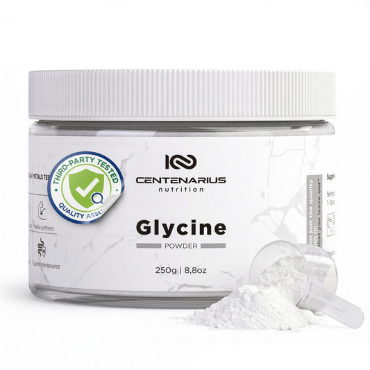 Centenarius Nutrition glycine powder bottle for post-workout support