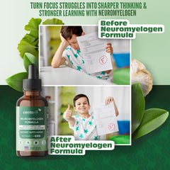 Child taking Centovita Neuromyelogen drops during homework