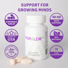 Centurion Health Puralor AD nutrition facts label emphasizing vitamins and minerals for daily wellness.