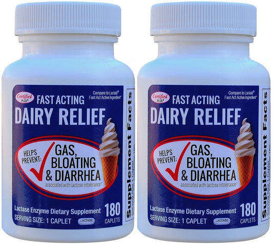 Certified Plus Fast Acting Lactase bottle front view for dairy digestion support