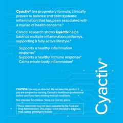 Cerule Cyactiv bottle conveys immune support symbolism.