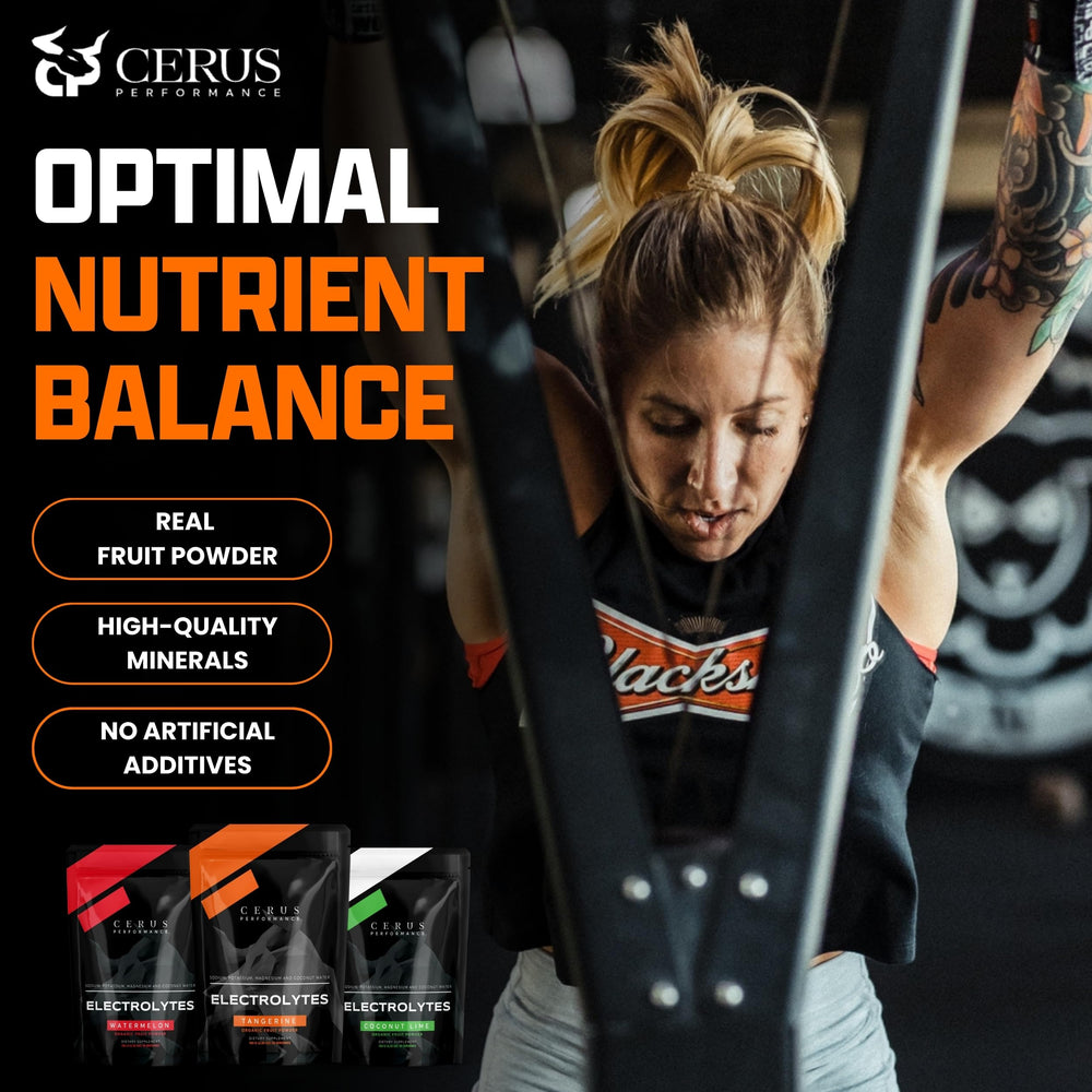 Cerus real fruit powder and minerals in the electrolyte tub show clean ingredients.