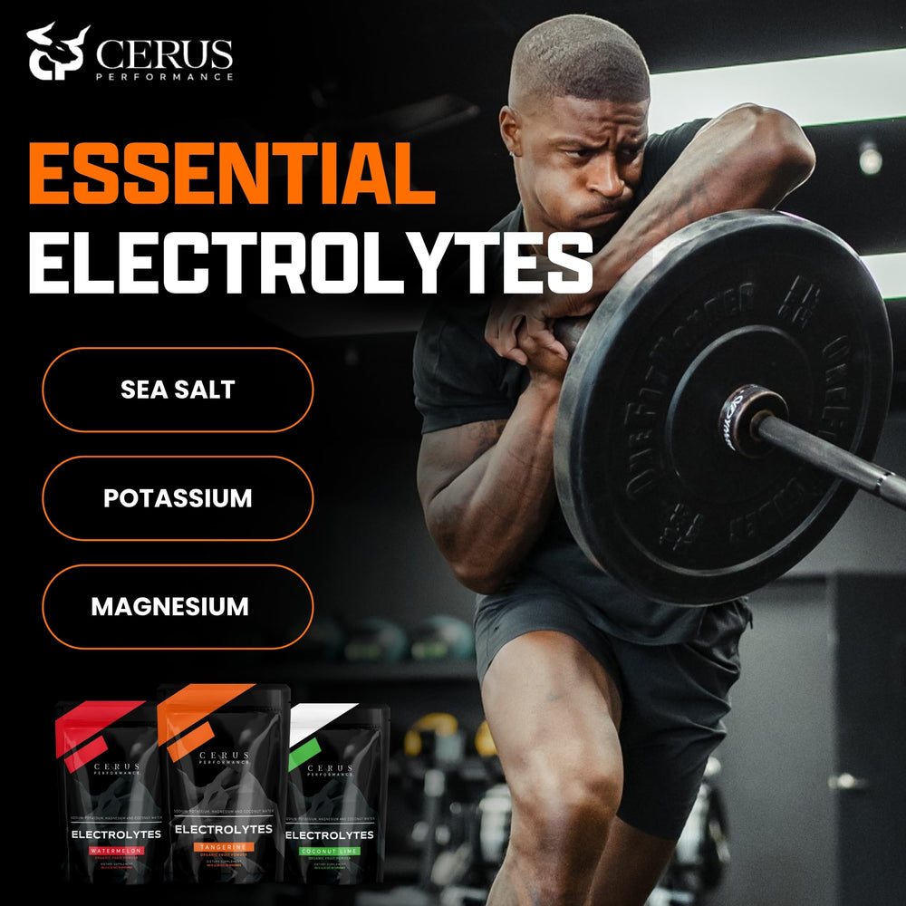 Cerus Tangerine electrolyte ready in a glass with real fruit flavors.