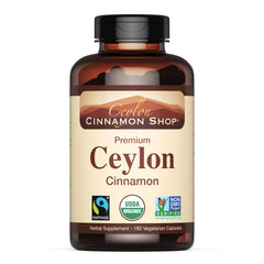 Ceylon Cinnamon Shop organic cinnamon bottle shows authentic capsules for daily wellness
