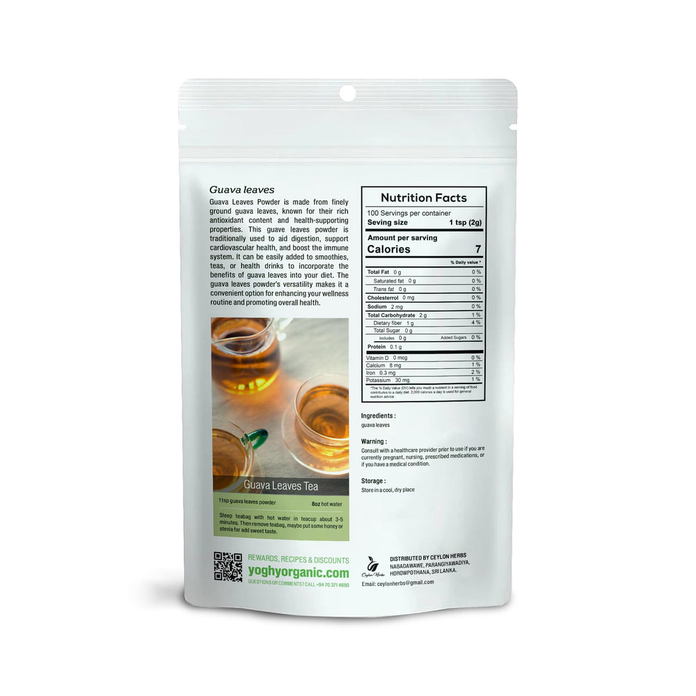 CEYLON HERBS Guava Leaves packaging—resealable pouch for lasting freshness and flavor.