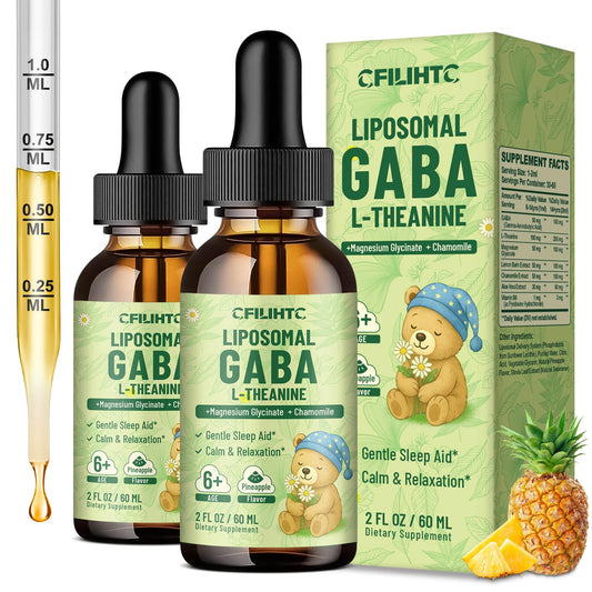 CFILIHTC liposomal GABA L-Theanine drops bottle front for gentle calm support.