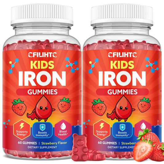 CFILIHTC iron gummies bottle with strawberry flavor for daily nutrition
