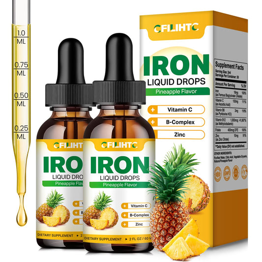 CFILIHTC Liquid Iron Drops bottle showing pineapple flavor for daily vitality