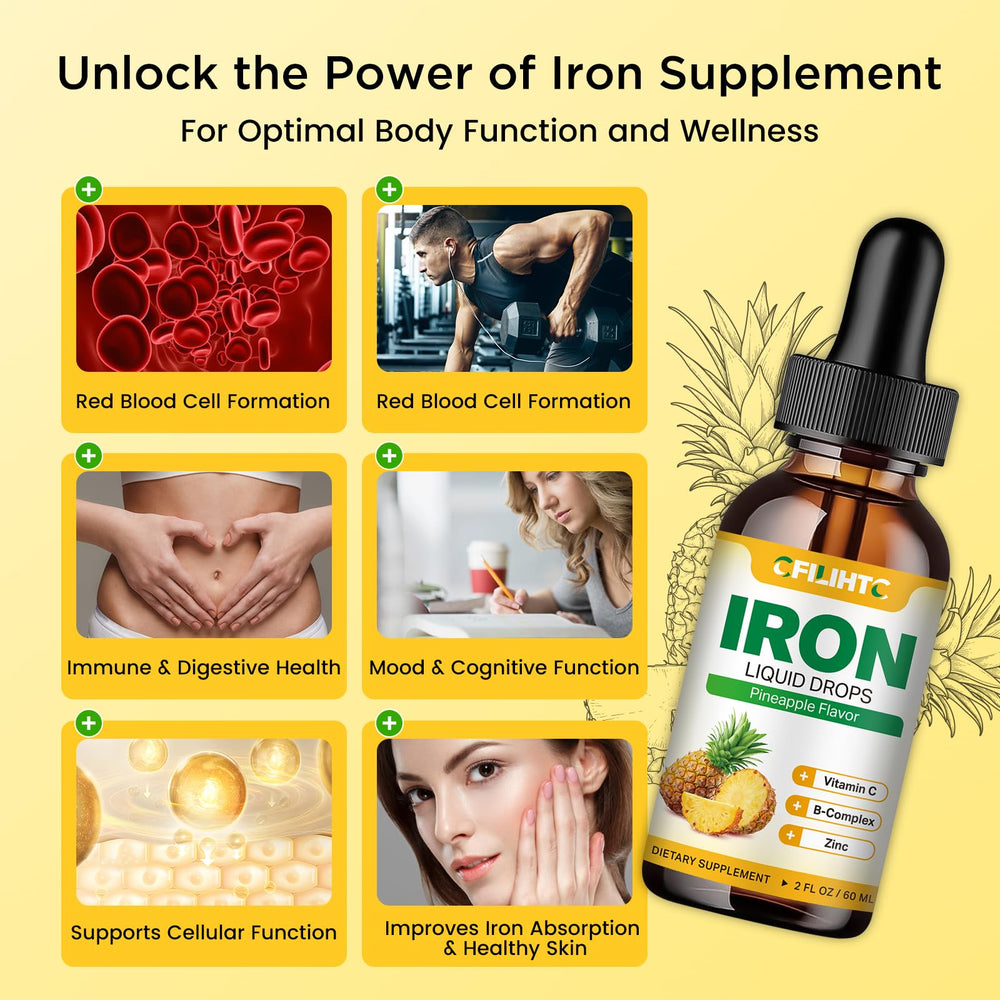 CFILIHTC liquid iron drops ingredients label with vitamin C and B vitamins