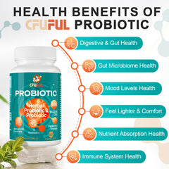 Shelf-stable Cfuful packaging indicating convenient travel-ready probiotic routine.