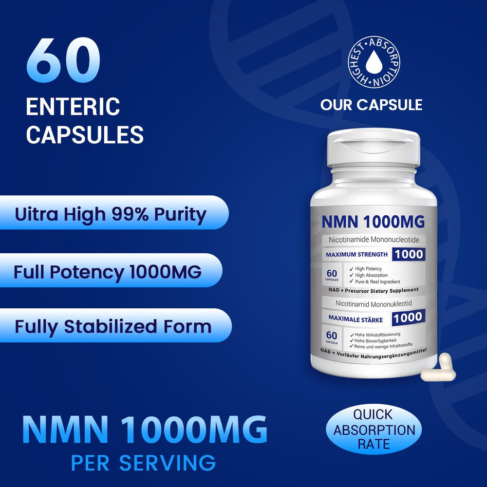 CFUKING NMN bottle label highlights 1000mg potency and vegan formula.
