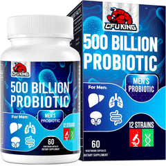 CFUKING Probiotics for Men bottle view showcasing 500B CFU for daily gut support