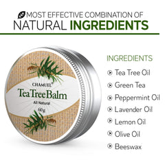 Chamuel Tea Tree Oil Balm applied to hand for gentle comfort