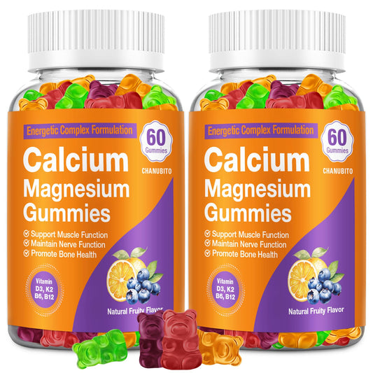 CHANUBITO calcium citrate gummies bottle close-up highlighting fruit flavor and easy-to-take format