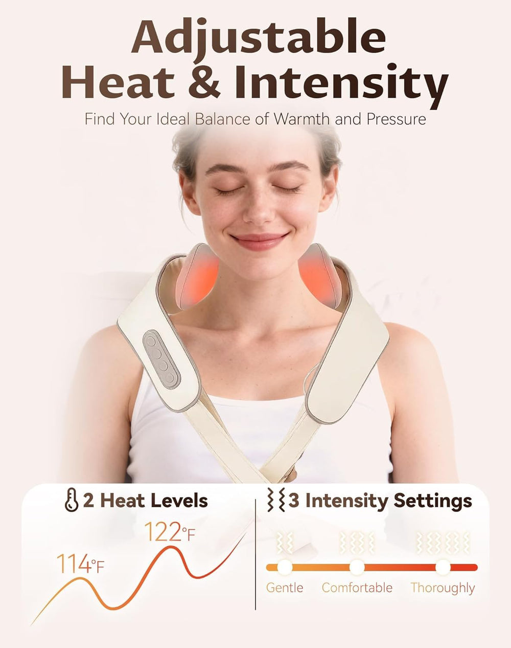 CheckSimple cordless neck massager design for hands-free relief anywhere