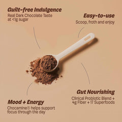 Cheerific mixing into hot or cold drinks creates a smooth, chocolatey sip.