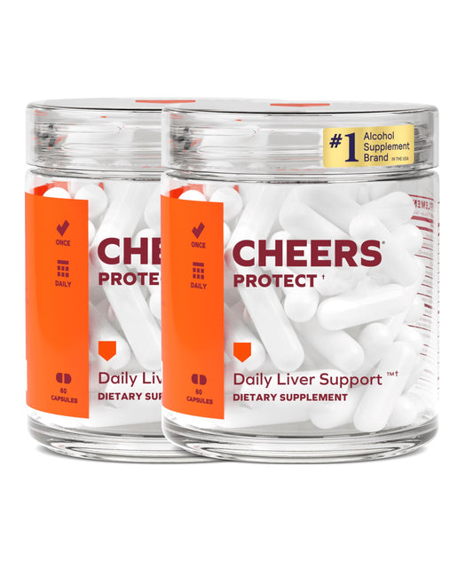 Cheers Protect bottle front showing 60 capsules for daily liver support.