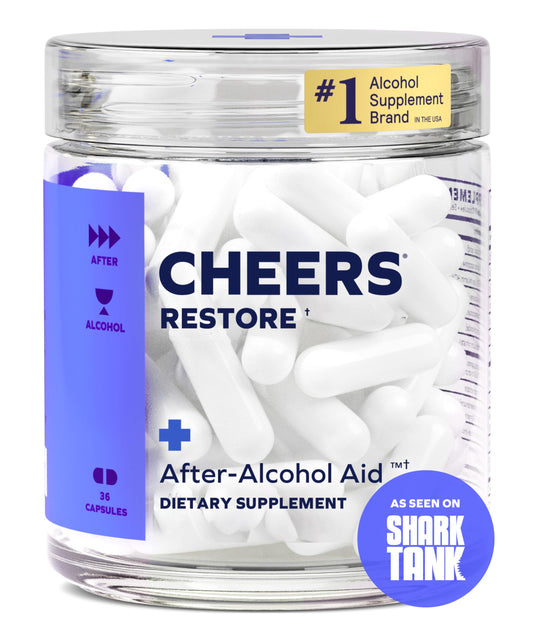 Cheers Restore capsules with DHM and cysteine for smoother mornings after drinking